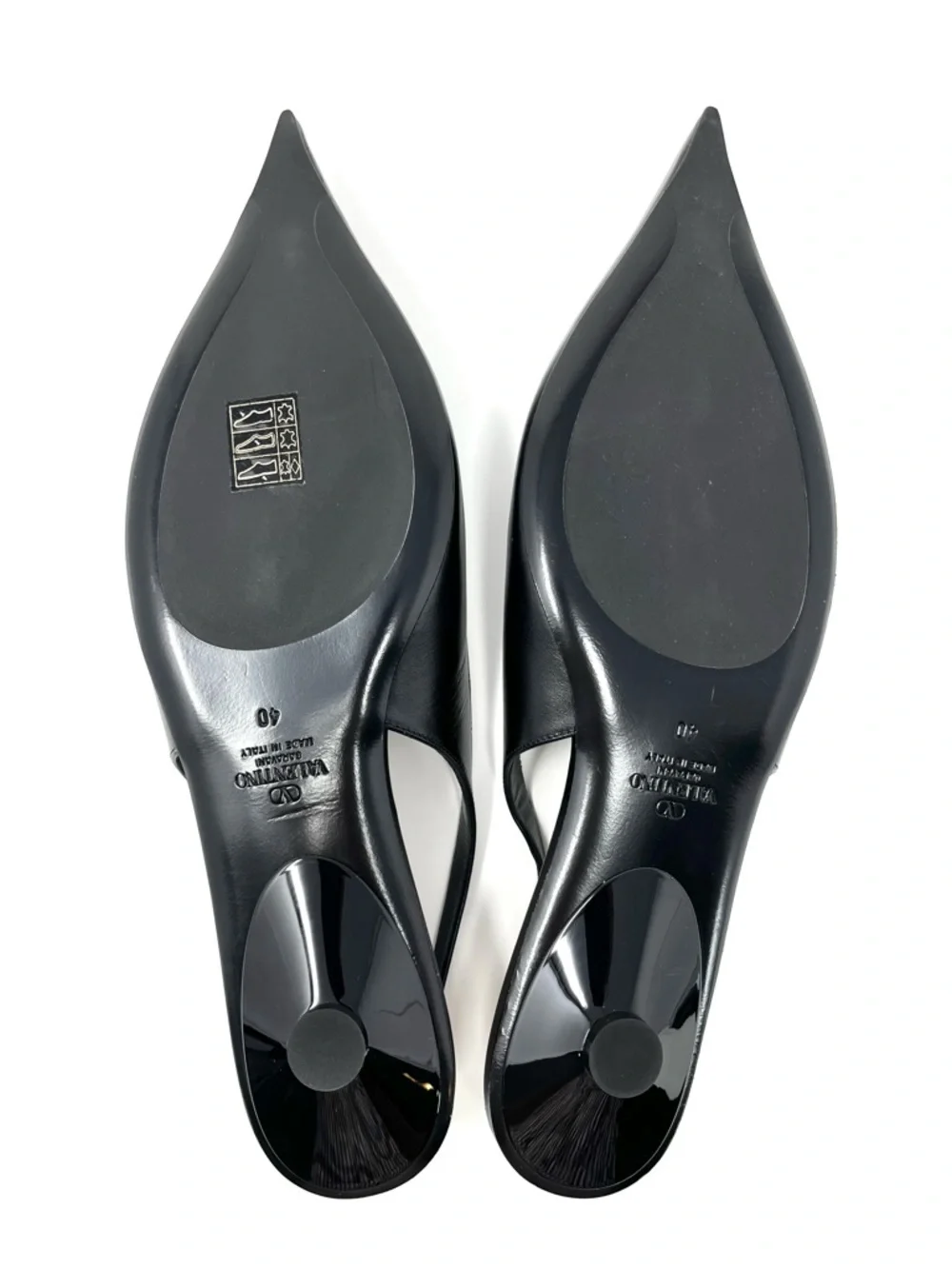 NEW NWT Valentino Garavani Black VLogo Slingback Ballerina Pointed Toe Flats 40 - Picture 7 of 11